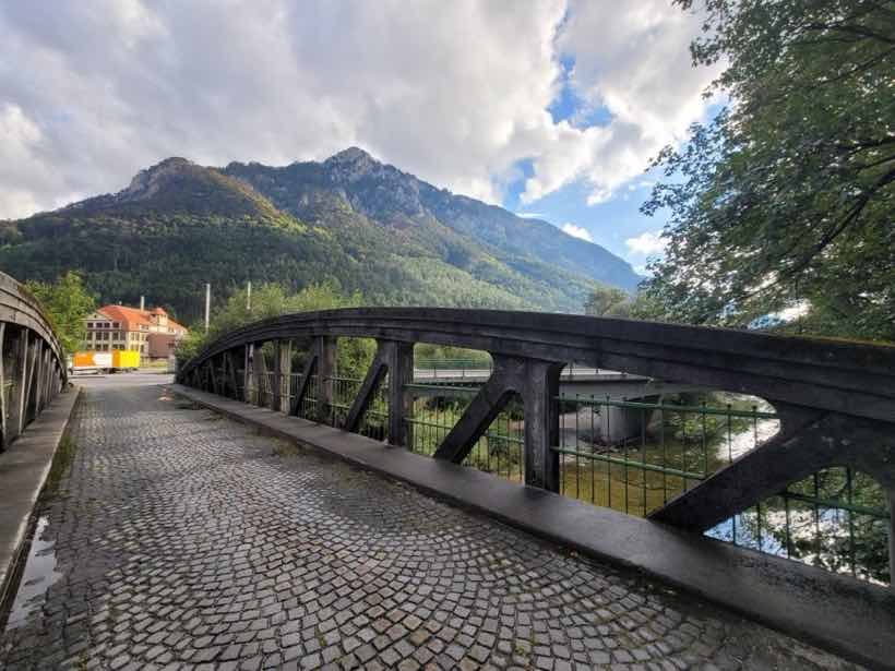 The walk in over a wooden bridge